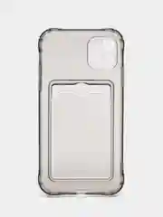 Тёмно-серый чехол для iPhone XR, 11, 12, 13, 14, Pro, Pro Max, 7, 8+, с карманом для карт, прозрачный