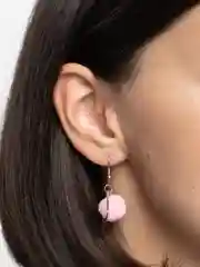 Розовый серьги с меховым помпоном