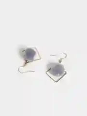 Серый серьги с меховым помпоном