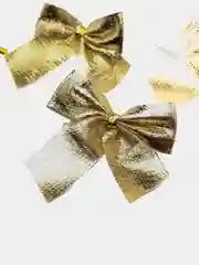 Золотой украшения елочные, бантики, 12 штук