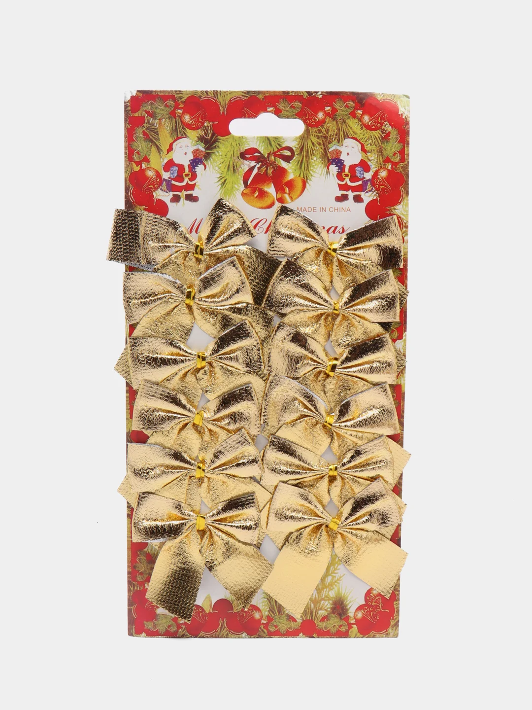 Золотой украшения елочные, бантики, 12 штук