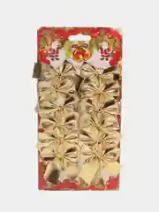 Золотой украшения елочные, бантики, 12 штук