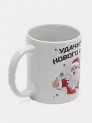 Небесно-голубой кружка с принтом "С Новым Годом", Кружка новогодняя, керамика, 330 мл