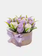 Фиолетовый букет из вспененного мыла ручной работы, подарок учителю,коллеге ,подарочный набор"Розы"