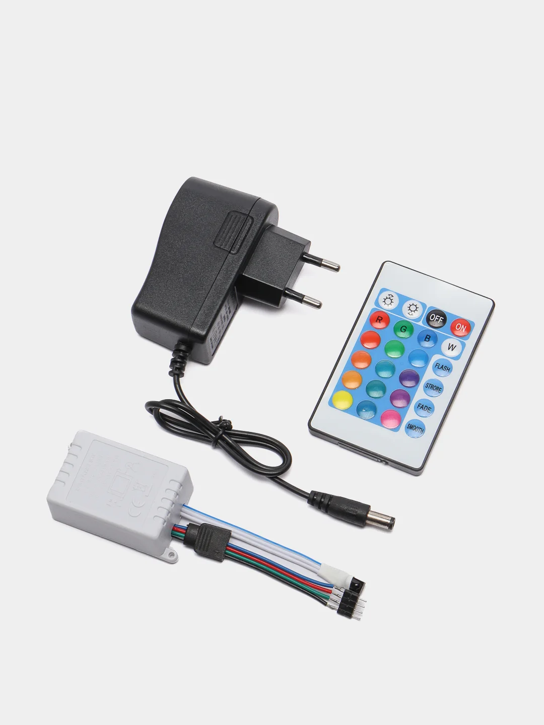 Светодиодная лента, 5 метров, 12 режимов, пульт и блок питания, RGB LED