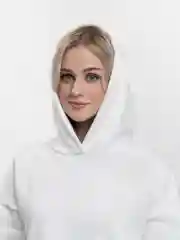 Молочный худи на молнии, оверсайз, утепленное