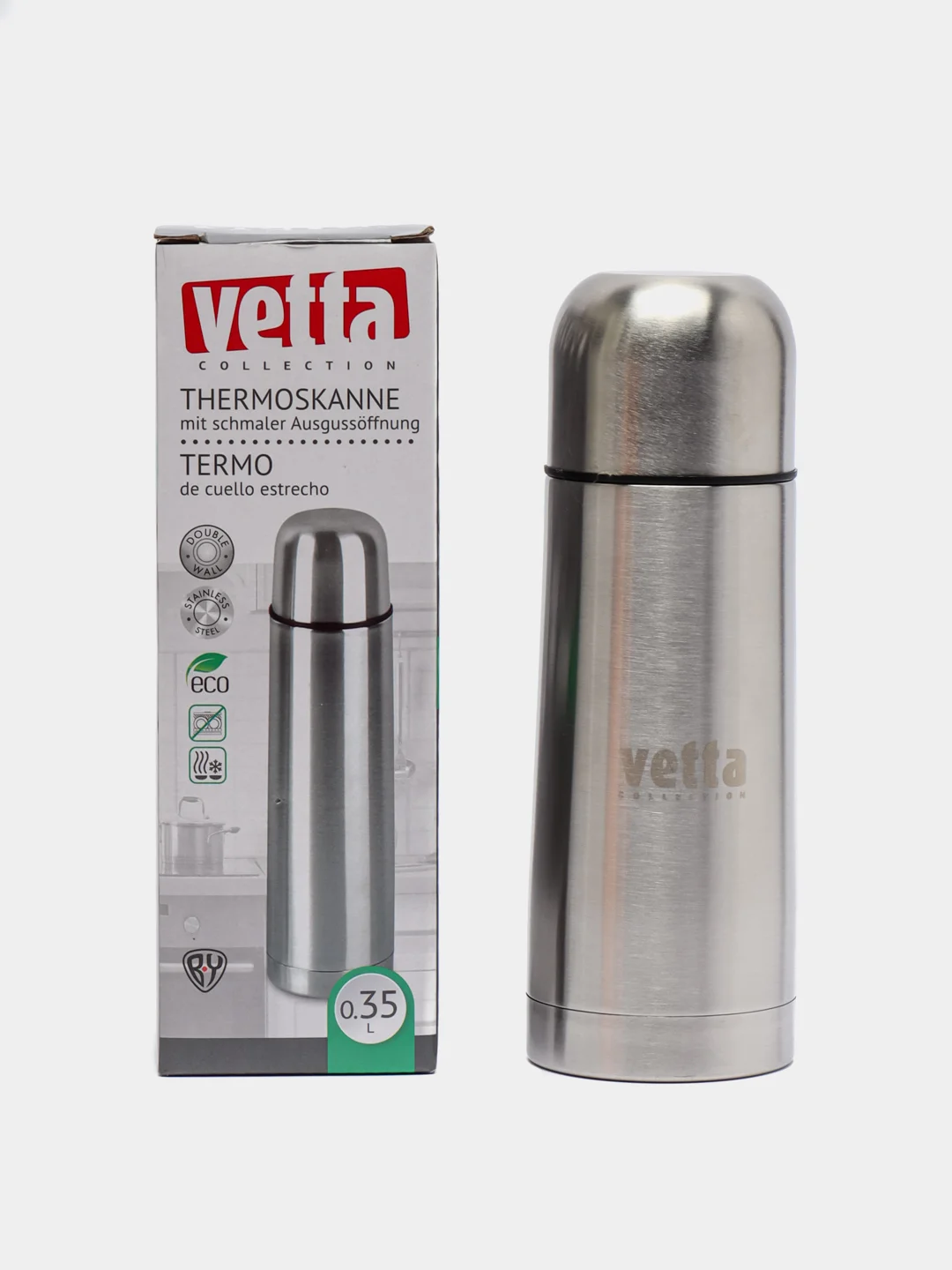 Серебряный термос для напитков VETTA, нержавеющая сталь, 0,35 л