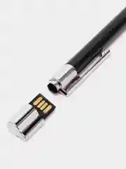 Черный флешка-ручка шариковая, в матовом чехле, 16 и 32 Гб, USB 2.0/ ручка- шпион