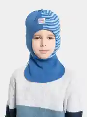 Синий меланж шлем для мальчика утепленный