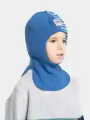 Синий меланж шлем для мальчика утепленный