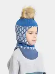 Синий шапка детская, с помпоном