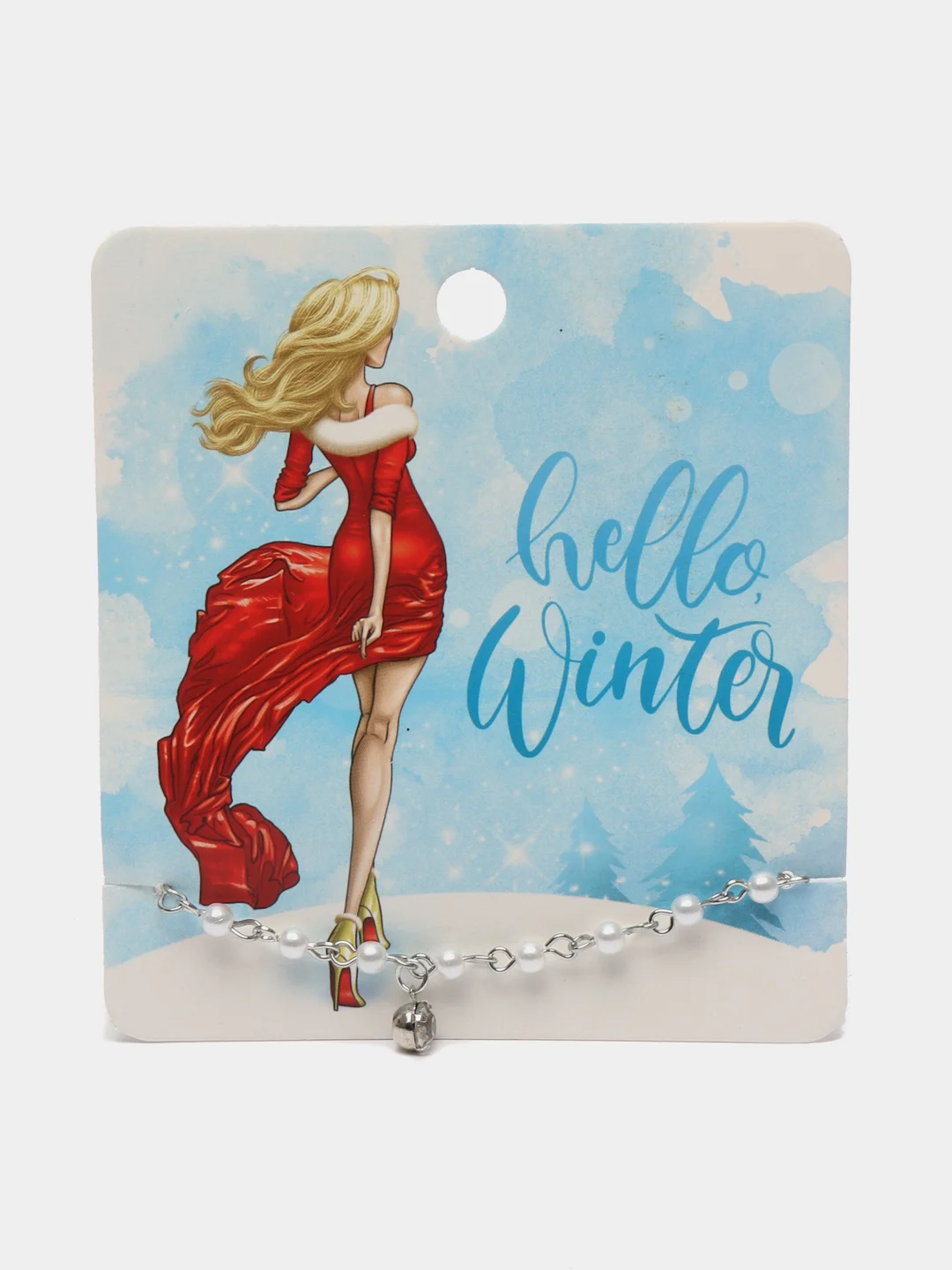 Зеленый браслеты новогодние на подарочной подложке "Красивой зимы" и "Hello Winter"