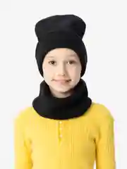 Черный комплект шапка и снуд унисекс