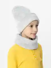 Серебряный комплект шапка и снуд унисекс