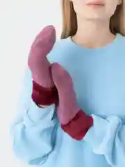 Бордовый варежки женские зимние двухслойные утолщенные шерстяные с возможностью удлинения, 8 цветов