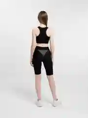 Черный спортивный женский костюм: велосипедки и топ
