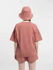 Коралловый меланж костюм спортивный женский с шортами и с панамкой
