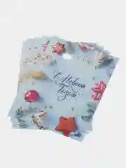 Голубой пакет новогодний, 19х25 см, 5 расцветок, 3, 5, 10 штук