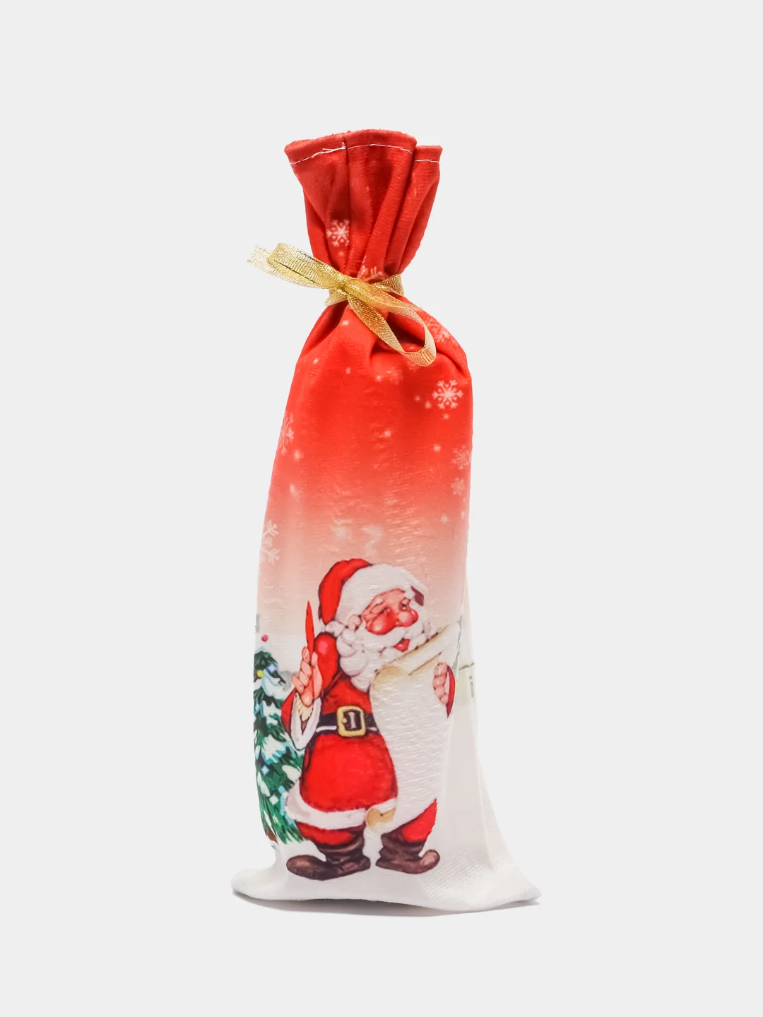 Алый новогодний чехол для бутылки