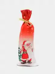 Алый новогодний чехол для бутылки