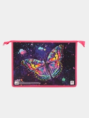 Папка для тетрадей ЮНЛАНДИЯ А4, 1 отд, картон/пластик, на молнии, Colorful butterfly