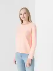 Пастельно-коралловый лонгслив женский, с длинным рукавом