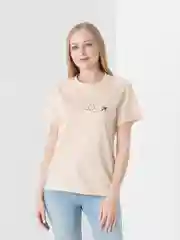 Бежевый женская футболка с принтом "Самолет"