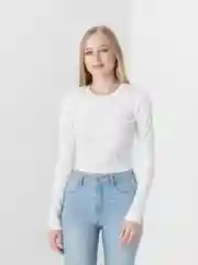Белый топ с длинными рукавами, укороченный