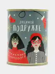 Бежевый носки женские, новогодние, в банке