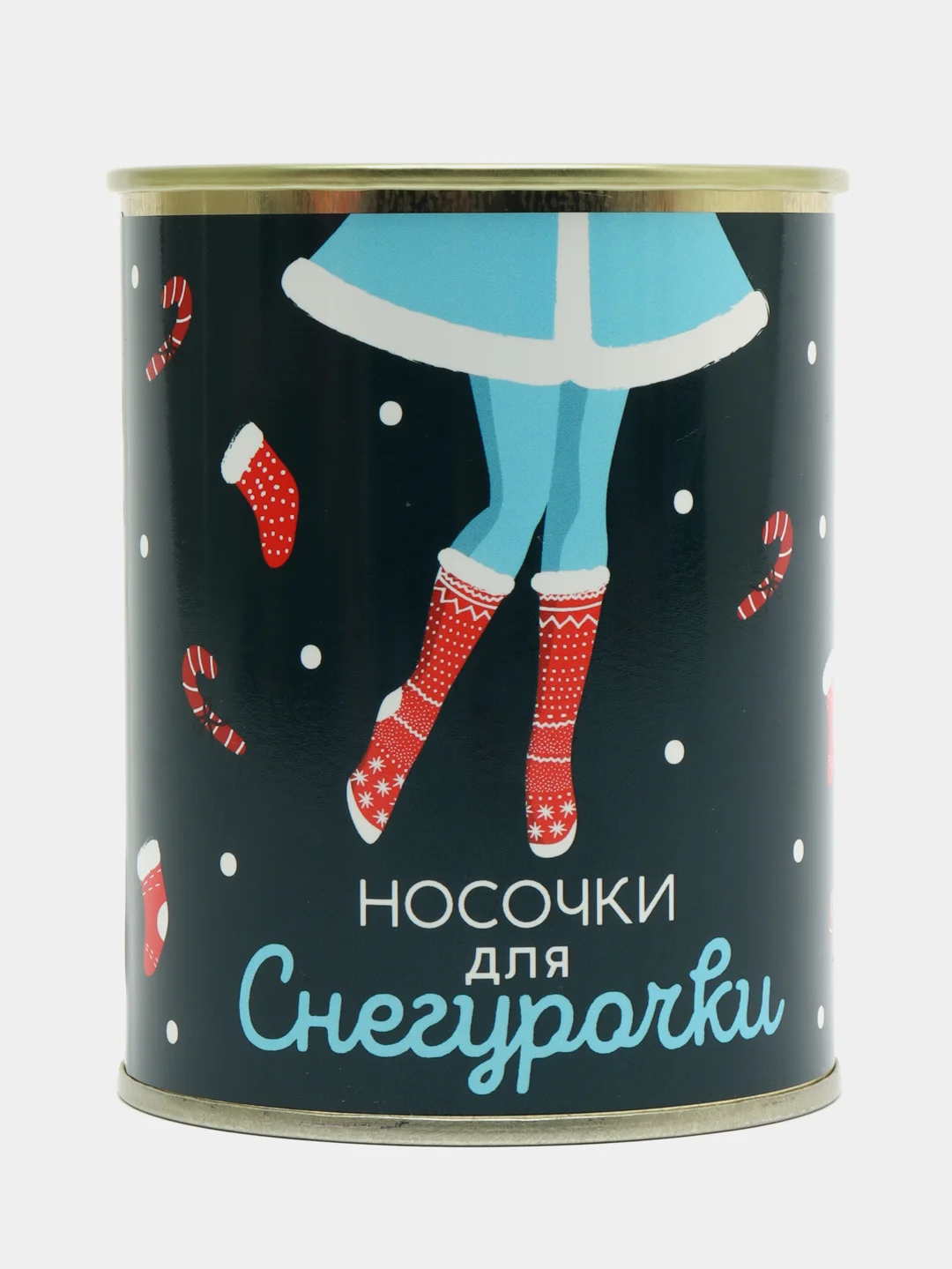 Бежевый меланж носки женские, новогодние, в банке