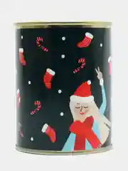 Бежевый меланж носки женские, новогодние, в банке