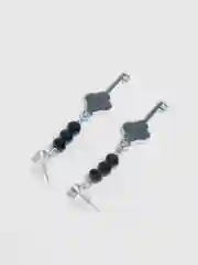 Черный серьги висячие "Ключ"
