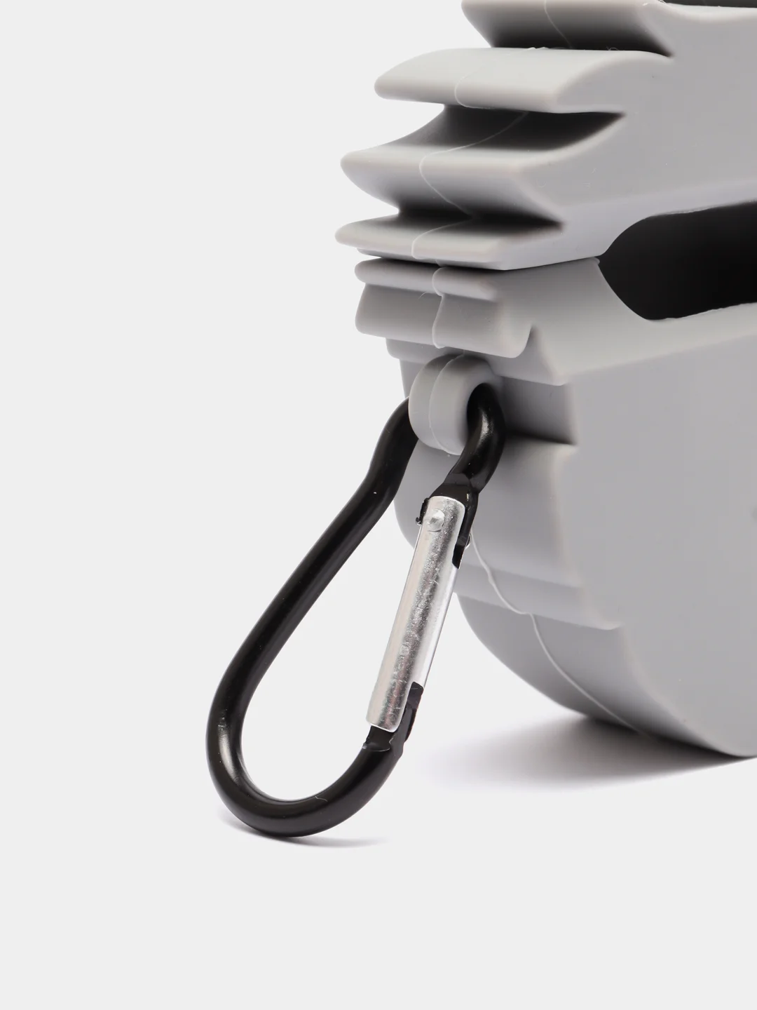 Серый меланж чехол для беспроводных наушников Apple AirPods 1, 2, с карабином, силиконовый