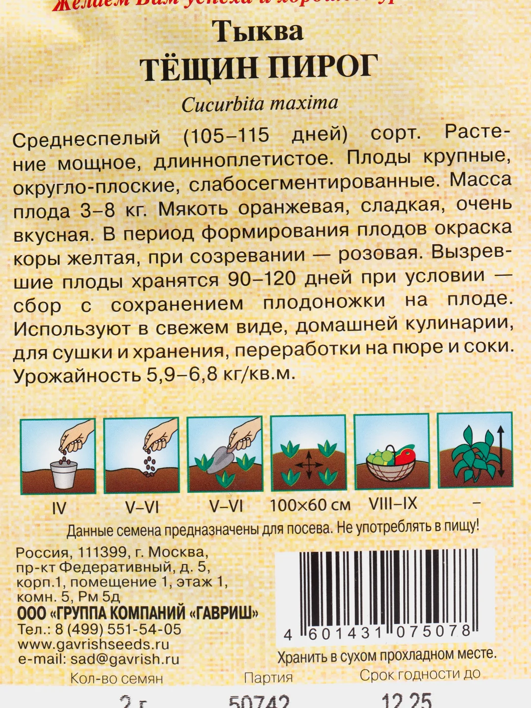 Семена Тыква "Тещин пирог"