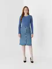 Синий лонгслив укороченный, в рубчик, с длинными рукавами