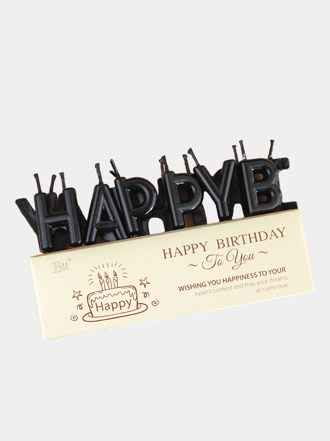 Черный свечи для торта на день рождения "Happy Birthday"