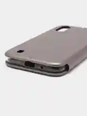Серебряный чехол книжка Samsung Galaxy A01, Самсунг Галакси А01
