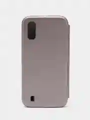Серебряный чехол книжка Samsung Galaxy A01, Самсунг Галакси А01