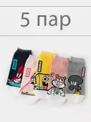 Прозрачный носки короткие, с рисунком "Губка Боб"