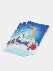 Синий новогодний подарочный пакет 3 шт,5 шт, мешочек для упаковки подарка