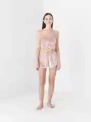 Розовый пижама женская: топ и шорты