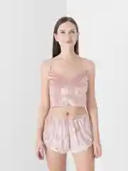 Розовый пижама женская: топ и шорты