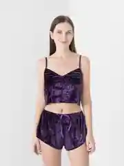 Фиолетовый пижама женская: топ и шорты