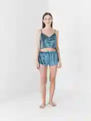 Лазурный пижама женская: топ и шорты