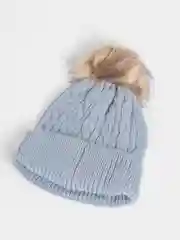 Серый шапка, детская, вязаная, зимняя, унисекс
