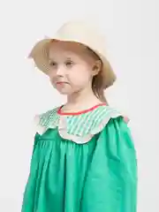 Молочный шляпа детская с сумочкой, соломенная