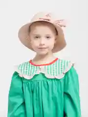 Пудровый шляпа детская с сумочкой, соломенная