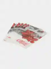 Серебряный пакет новогодний подарочный,набор 5 шт,10 шт "Алые звёзды" полиэтиленовый  19 х 25 см