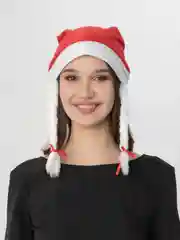 Шапка колпак новогодний Косы 37х27 см, красный
