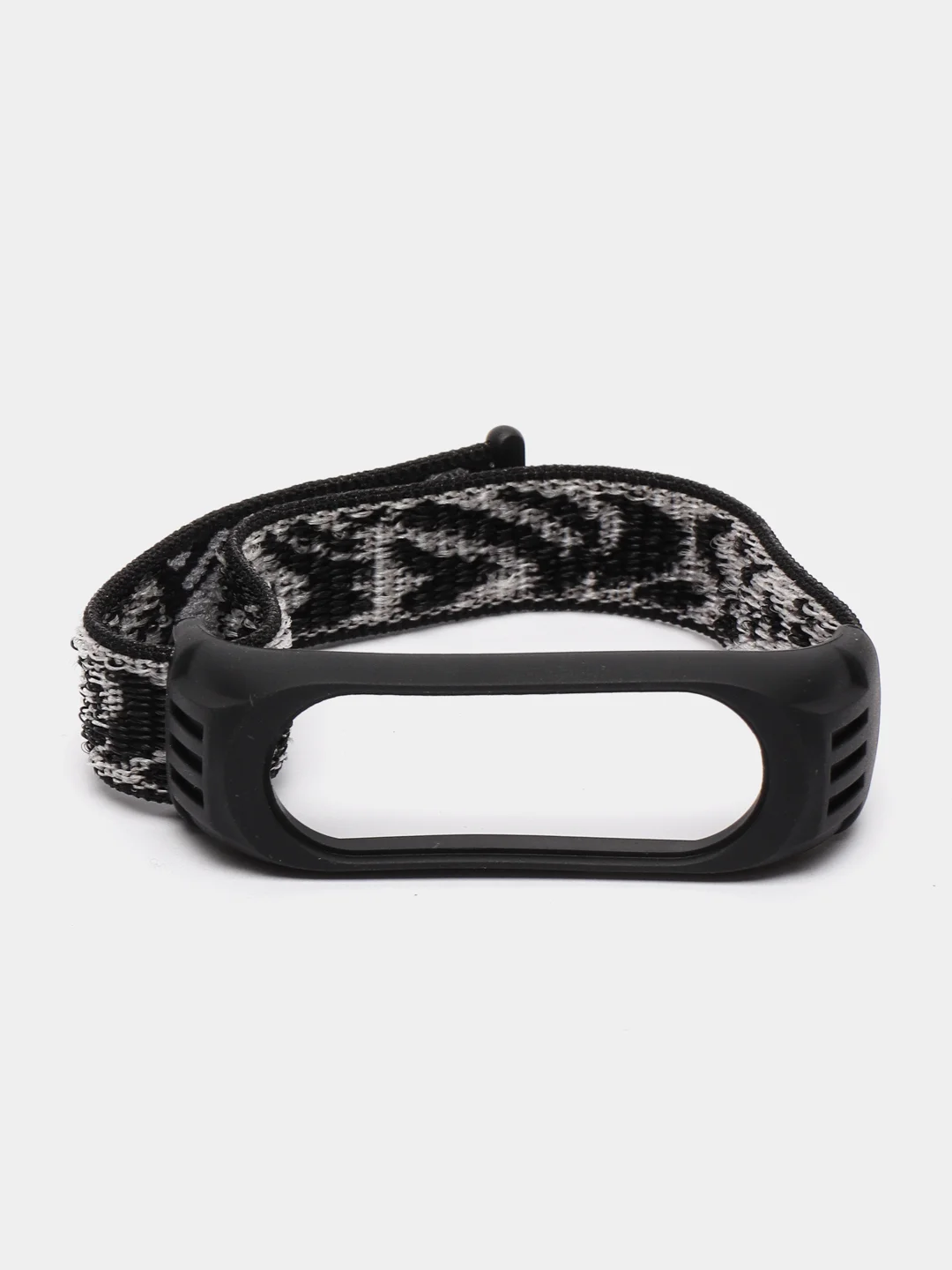 Тёмно-серый ремешок на липучке для Xiaomi Mi Band 3, 4, 5, 6, 7 Сяоми Ми Банд, тканевый, нейлоновый